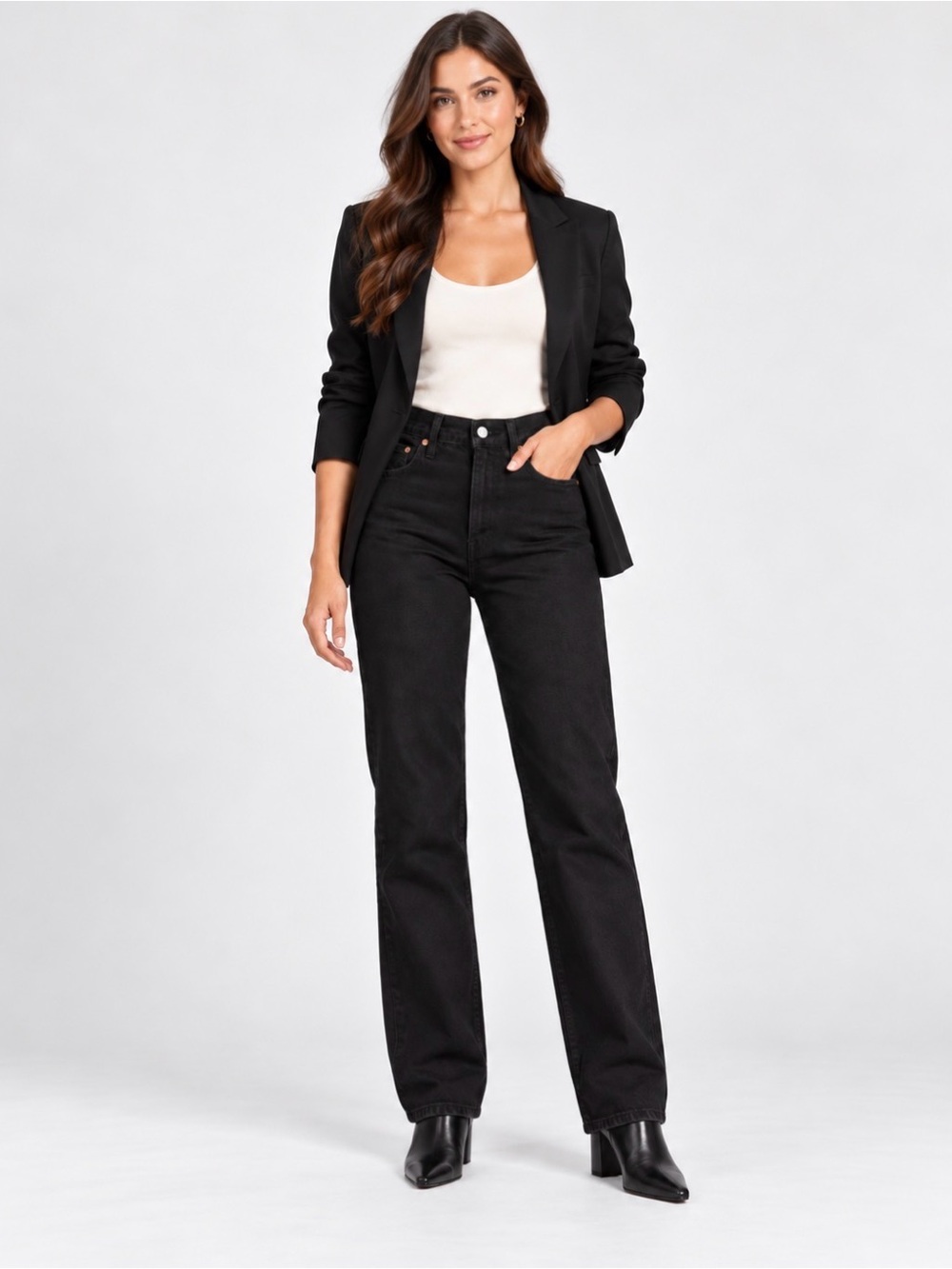 Levi's High-Rise Straight Leg Jeans - Black size 29